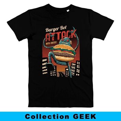 Burger Bot T-Shirt - Lebensmittel & Roboter - Unisex-T-Shirt aus Bio-Baumwolle