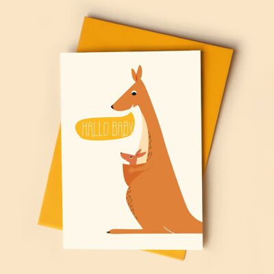 Greeting card hello baby yellow