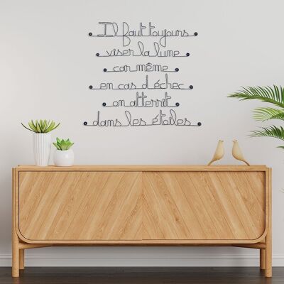 Metal Wall Decoration - Quote to pin "You must always aim for the moon, because even if you fail, you land in the stars"