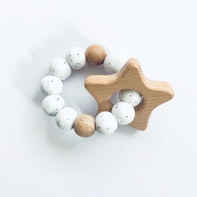 Wooden Star & Grit White Teether