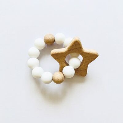 Wooden Star & White Teether