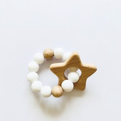 Wooden Star & White Teether