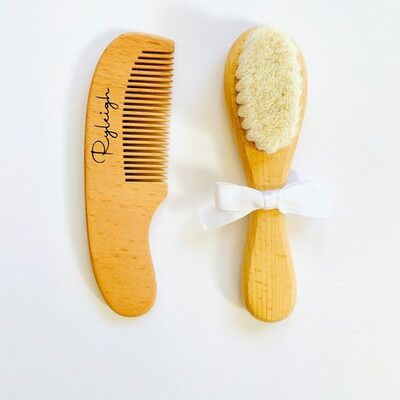 Personalised Wooden Comb & Brush Set