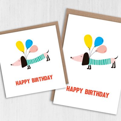 Hund und Luftballons Geburtstagskarte
