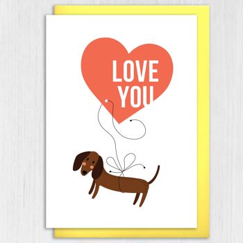 Anniversaire de coeur d'amour de chien, carte de Saint Valentin 3
