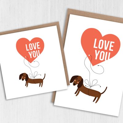 Anniversaire de coeur d'amour de chien, carte de Saint Valentin