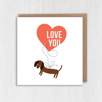 Anniversaire de coeur d'amour de chien, carte de Saint Valentin 2