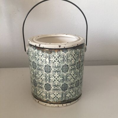 Large Green patterned candle lantern - 1