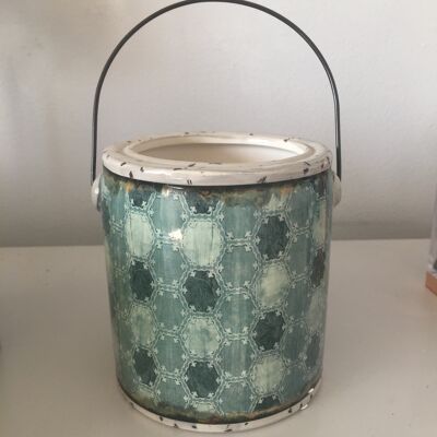 Large Green patterned candle lantern - 3