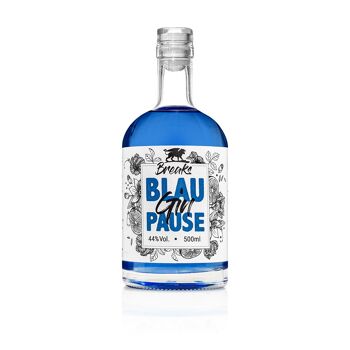 Pauses BLAUPAUSE Dry Gin - Coffret Cadeau - Excellent Gin à la lavande & citrons frais - Note légèrement fruitée - Fait main - 1 x 0,5 L + 1 x gobelet 3