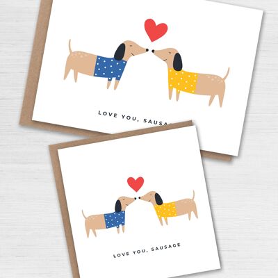 Je t'aime anniversaire de saucisse, carte de la Saint-Valentin