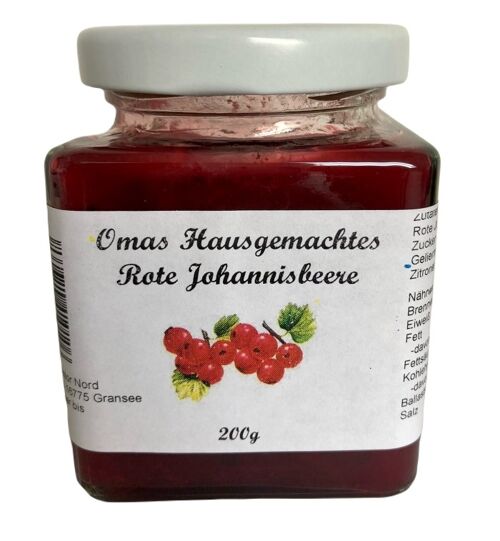 Omas Hausgemachtes Rote Johannisbeere Fruchtaufstrich200g