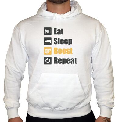 Eat Sleep Boost Repeat - Felpa con cappuccio unisex - Bianco