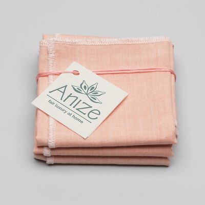 Lot de 3 mouchoirs en mousseline tissés à la main, rose pastel