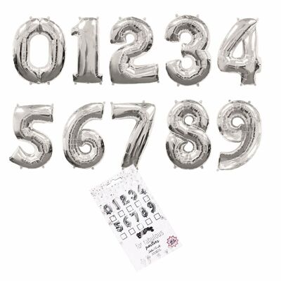 BALLOONS SILVER NUMBERS 80cm s30d HF
