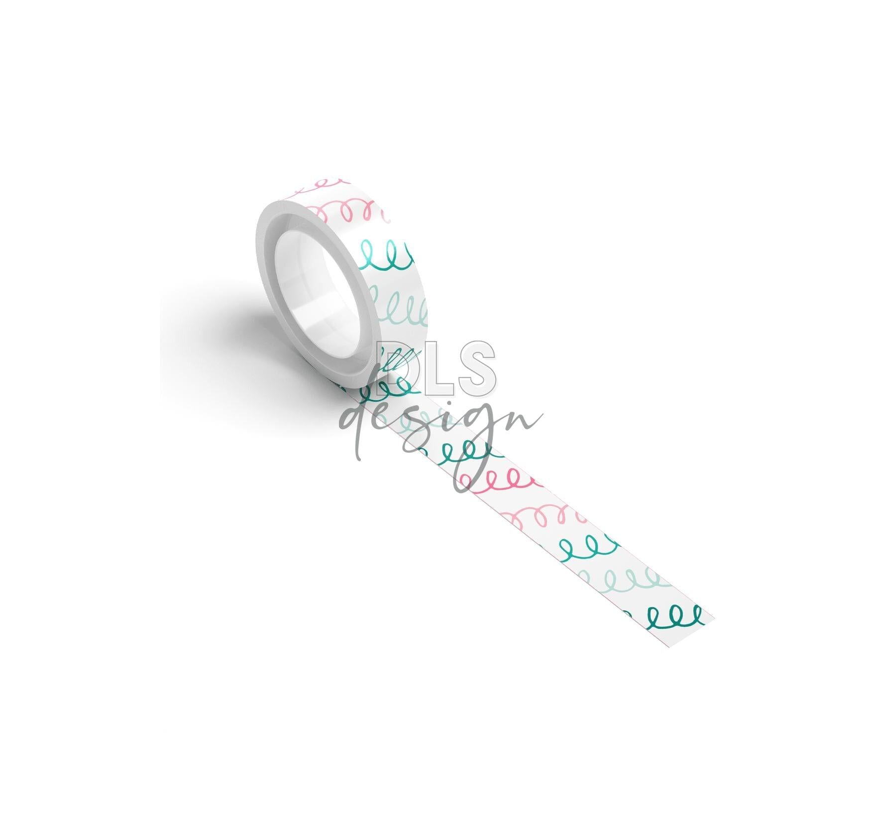 Washi Tape Curl Line Rosa y Pavo Real