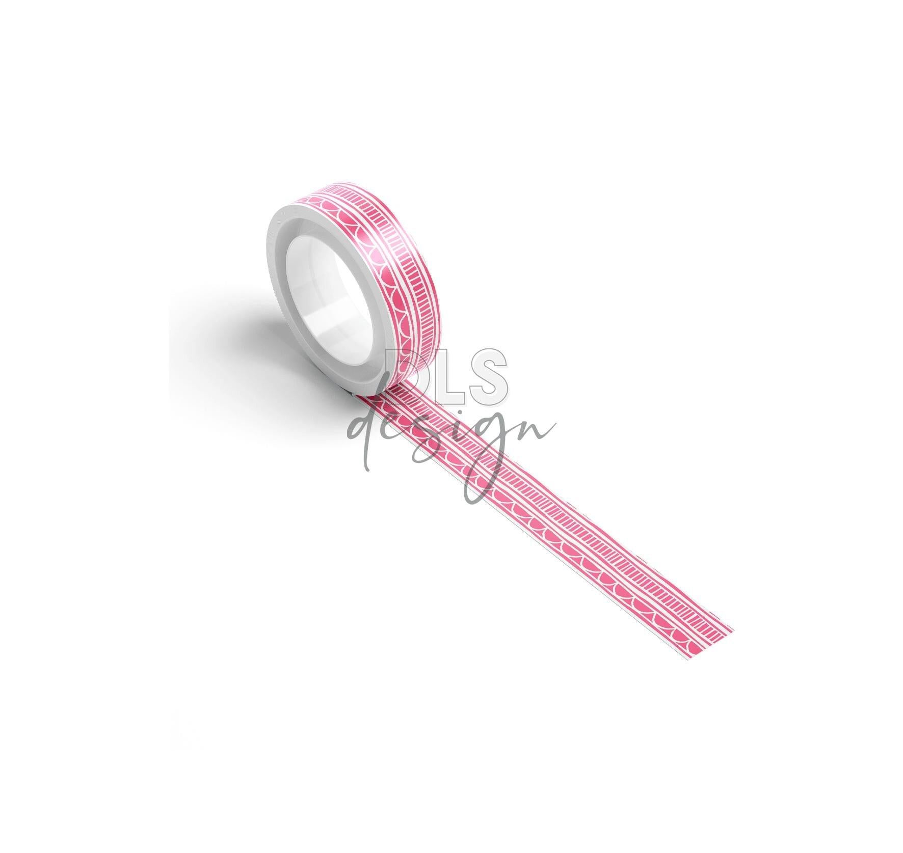 Washi Tape Linee e Fiocchi Rosa Rosa