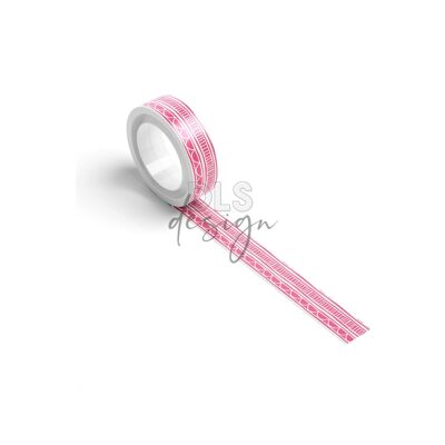 Washi Tape Linee e Fiocchi Rosa Rosa