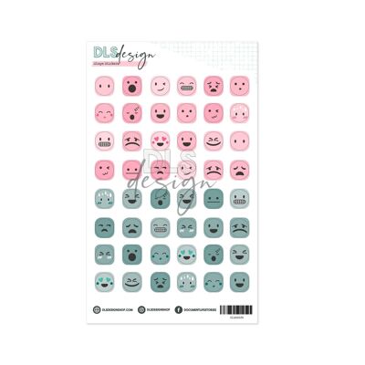Shape Stickers Emoji's Pink & Peacock
