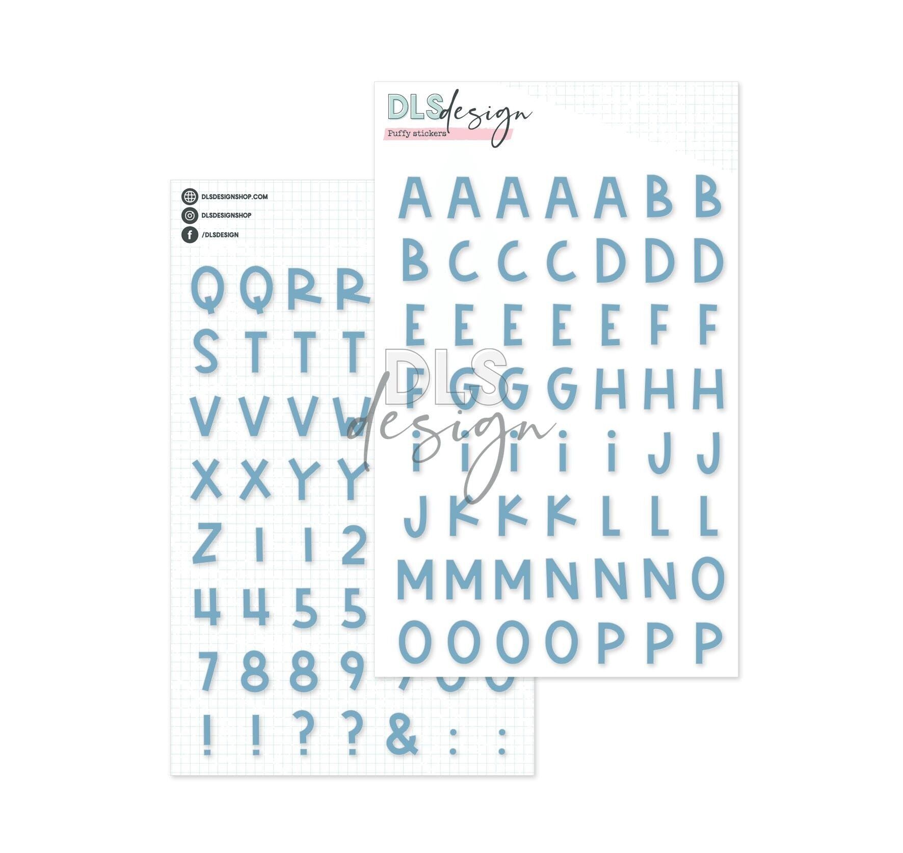 Adesivi gonfi alfabeto Mason polvere blu