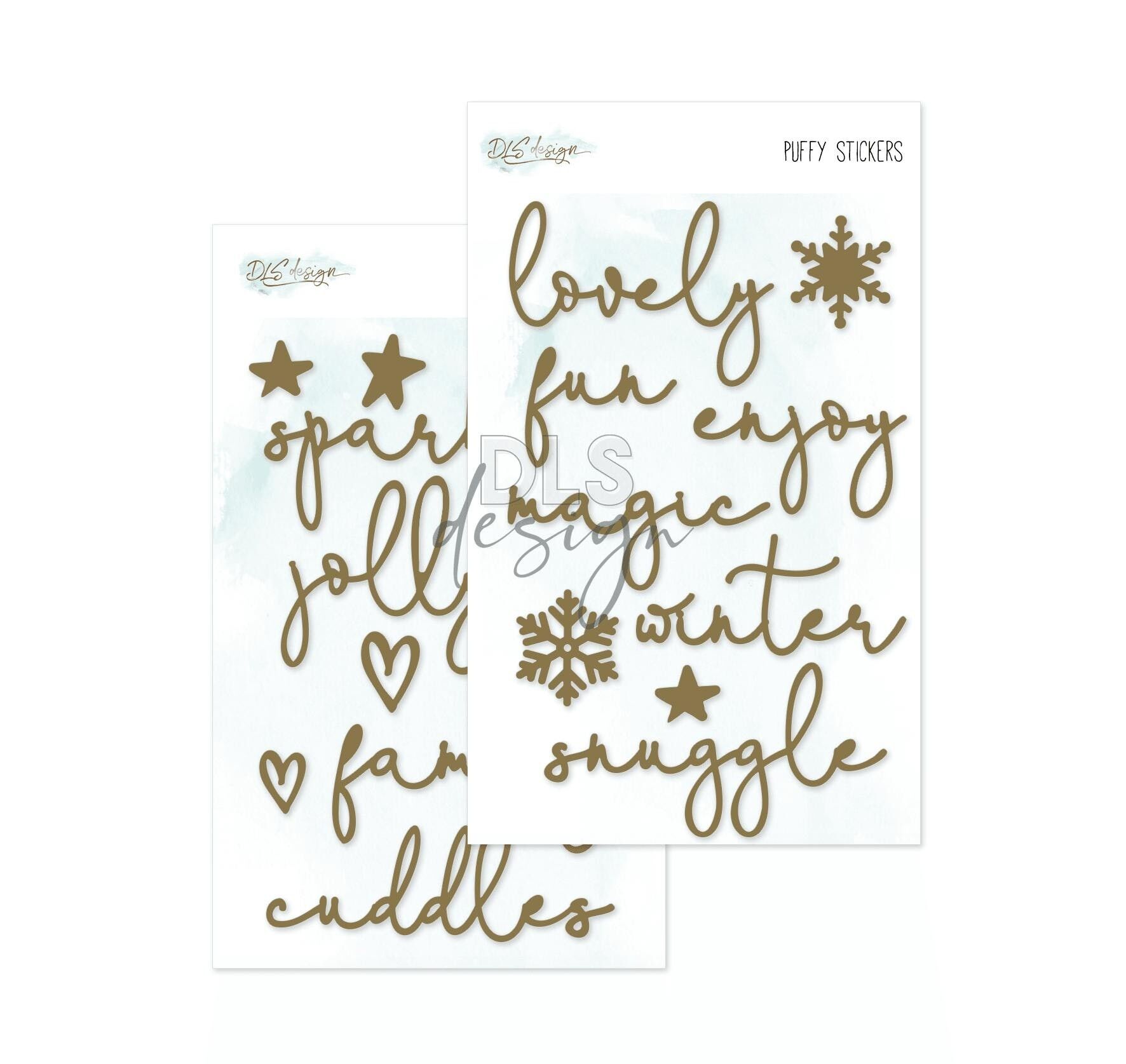 Pegatinas hinchadas Palabras de papel de aluminio dorado