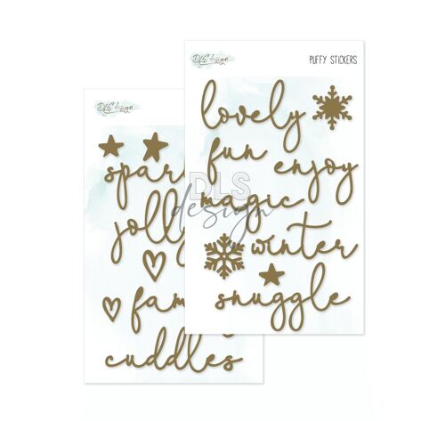 Puffy Stickers Gold Foil Words
