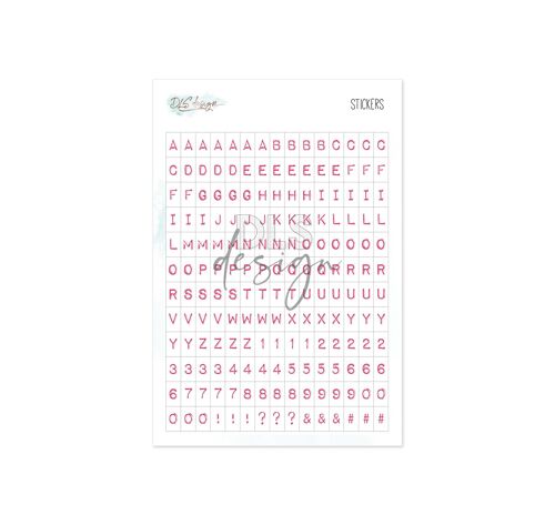 Alphabet Stickers Typewriter Pink