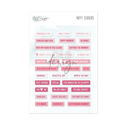 Puffy Stickers Mots Rose