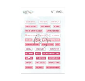 Puffy Stickers Mots Rose