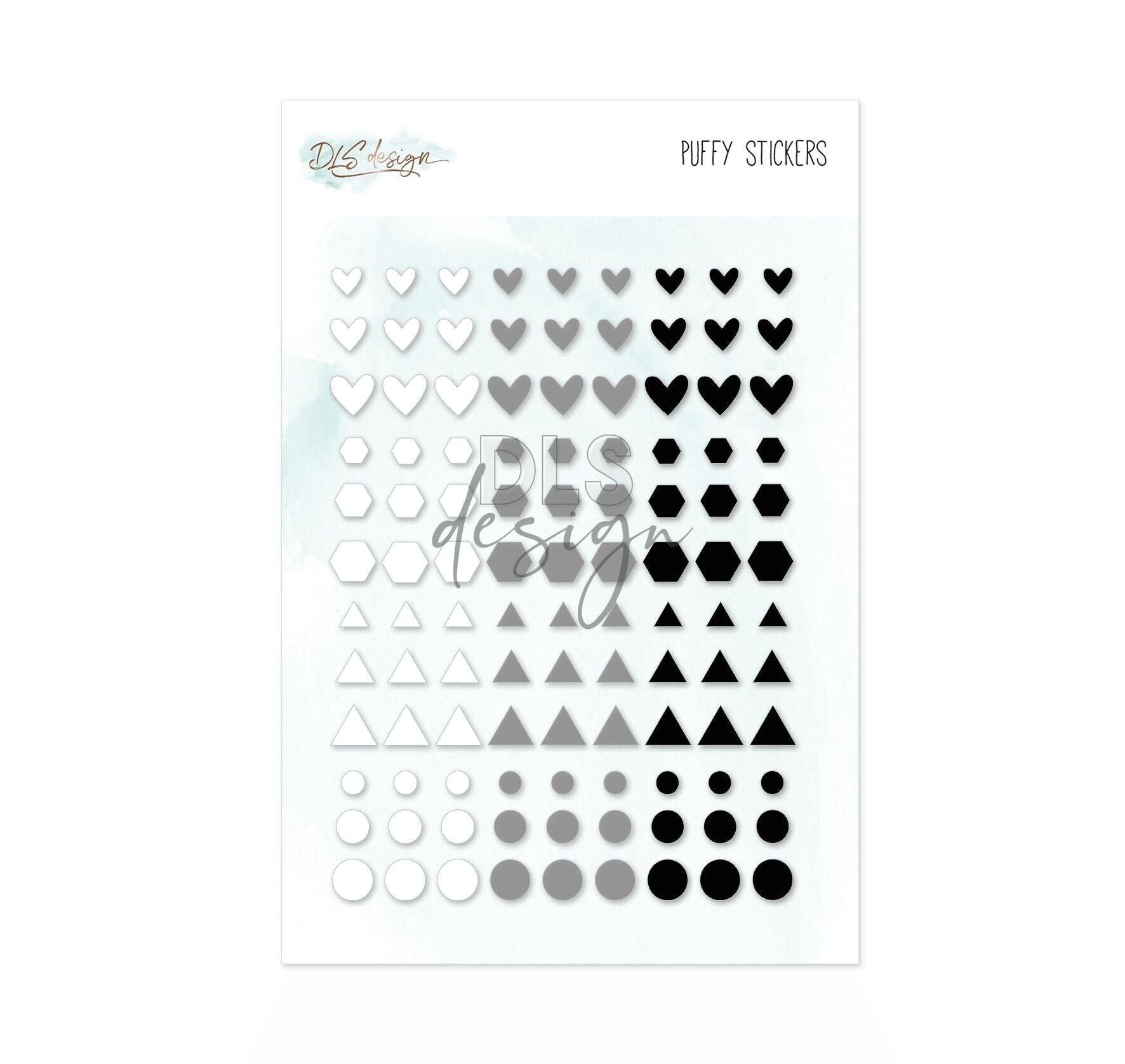 Puffy Stickers Essentials Forme in bianco e nero