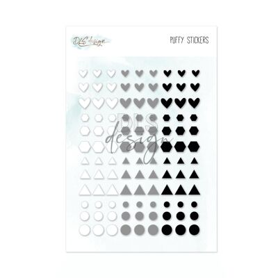 Puffy Stickers Essentials Shapes Black & White