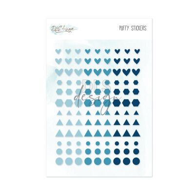 Puffy Stickers Essentials Shapes Blau