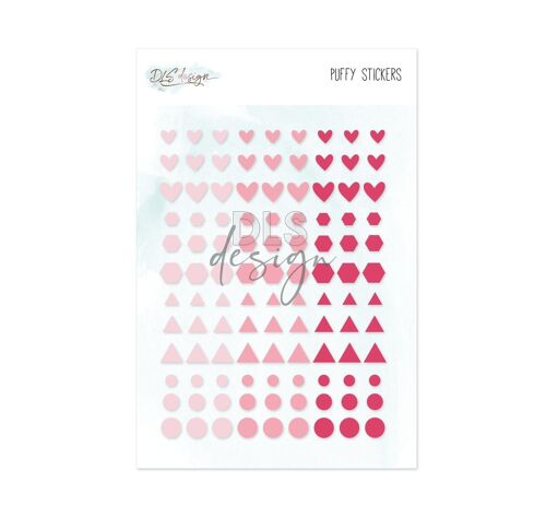 Puffy Stickers Essentials Shapes Pink