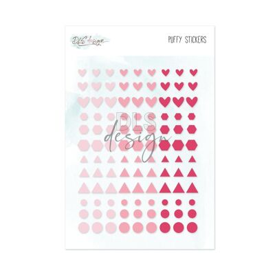Puffy Stickers Formes Essentiels Rose