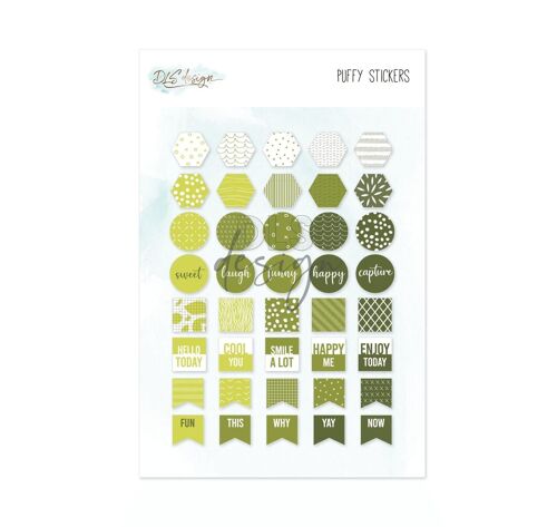 Puffy Stickers Flags Green