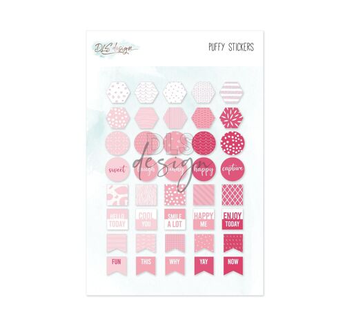 Puffy Stickers Flags Pink