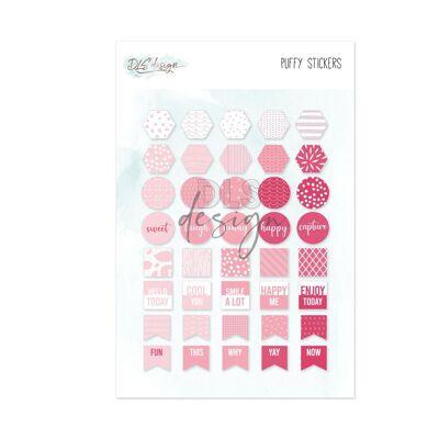 Puffy Stickers Flags Pink