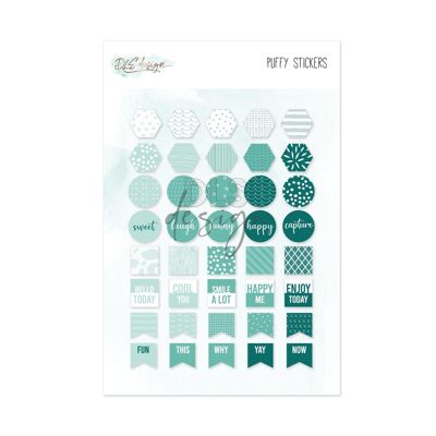 Puffy Stickers Flags teal