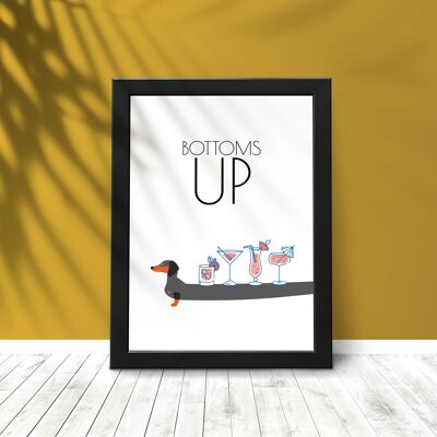 Dachshund dog bottoms up typography print