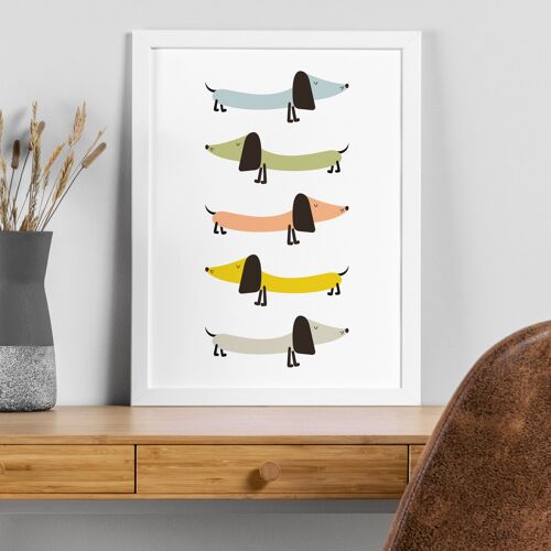 Colourful Doxies, Dachshund dogs print