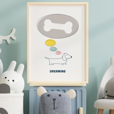 Dreaming Dachshund dog print