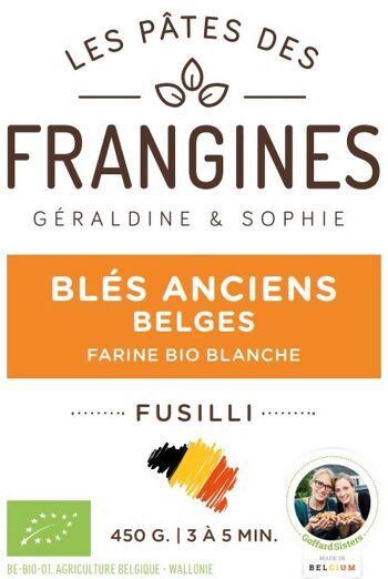 [100% Belge] Pâtes FRANGINES blés anciens (wallonie) - Fusilli BLANC- 450gr 5