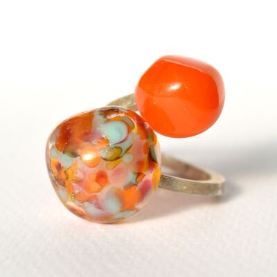Murano glass and silver Duduos ring