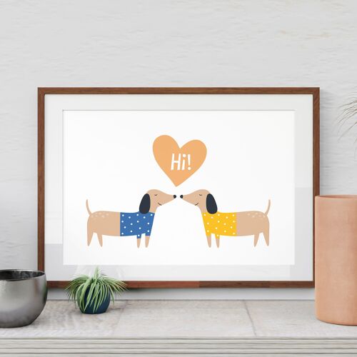 Dachshund dogs couple’s romantic print