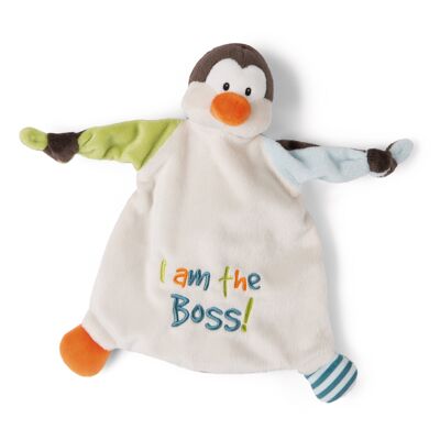 Pingüino de tela abrazable "Yo soy el jefe"