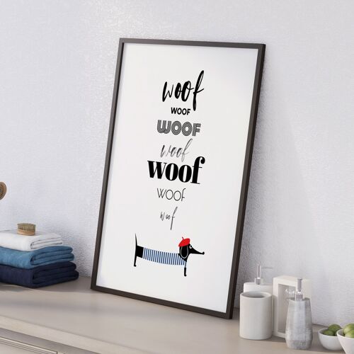French Dachshund dog woof woof woof print