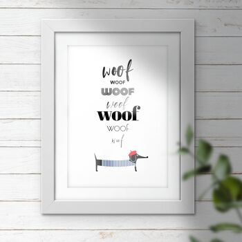 Chien teckel français woof woof woof print 3