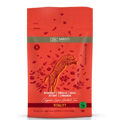 SARISTI Vitality Organic Herbal Tea, Doypack , 40 g Loose Leaf
