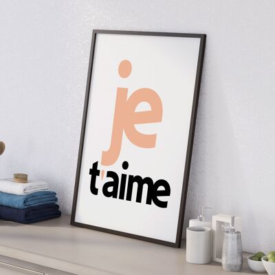 Französischer Je t’aime-Typografiedruck