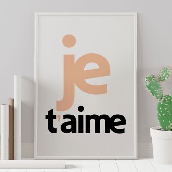 Impression de typographie française Je t'aime 3